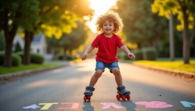 Graver à jamais l'enfance : la magie des premiers pas en patins à roulettes